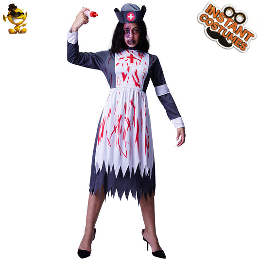 zombie nurse costume with blood stains for women halloween cosplay stage performance