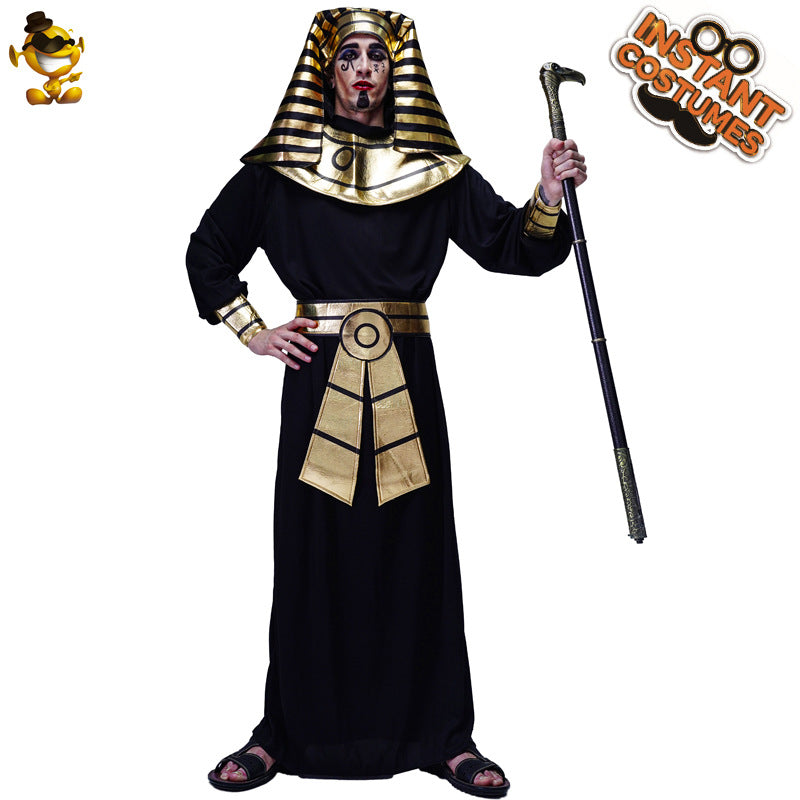 Egyptian Pharaoh Costume for Men Halloween Party King of Egypt Stage Performance Cosplay Outfit