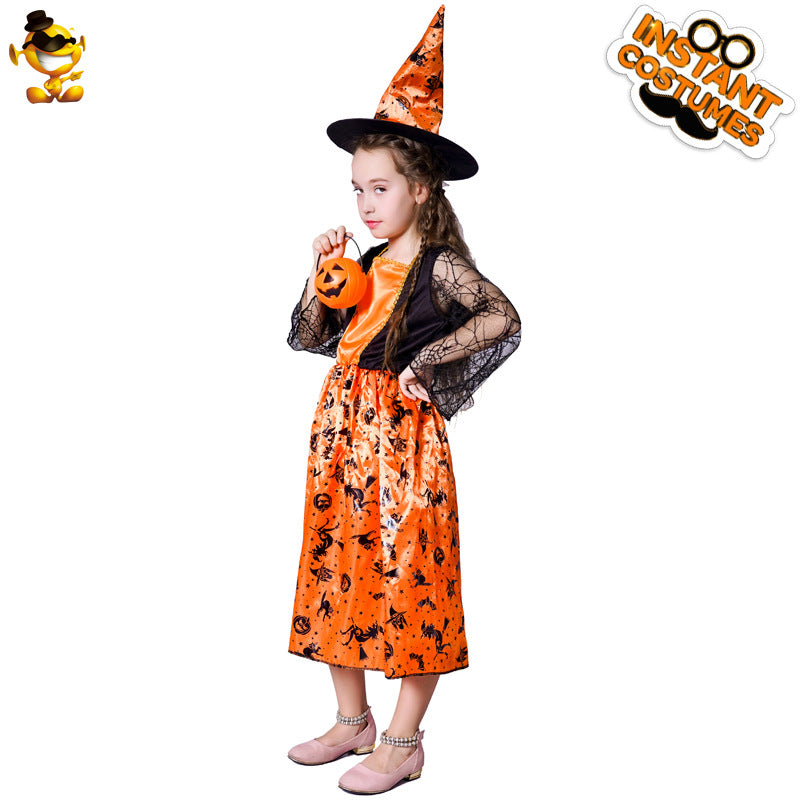 Vestido de bruja para niñas de Halloween, disfraz de cosplay para actuación en el escenario