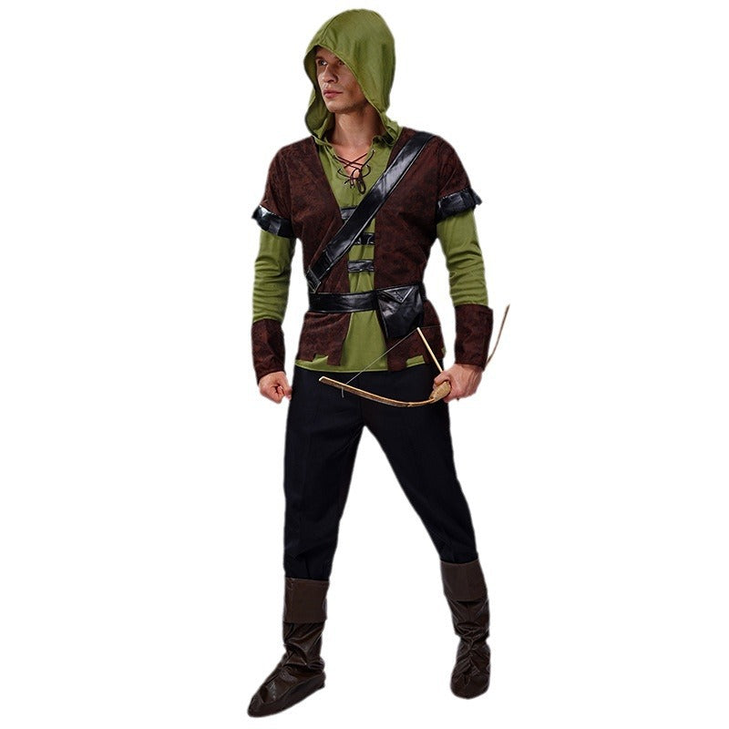 Halloween adult male archer costume medieval rogue stage party performance outfit