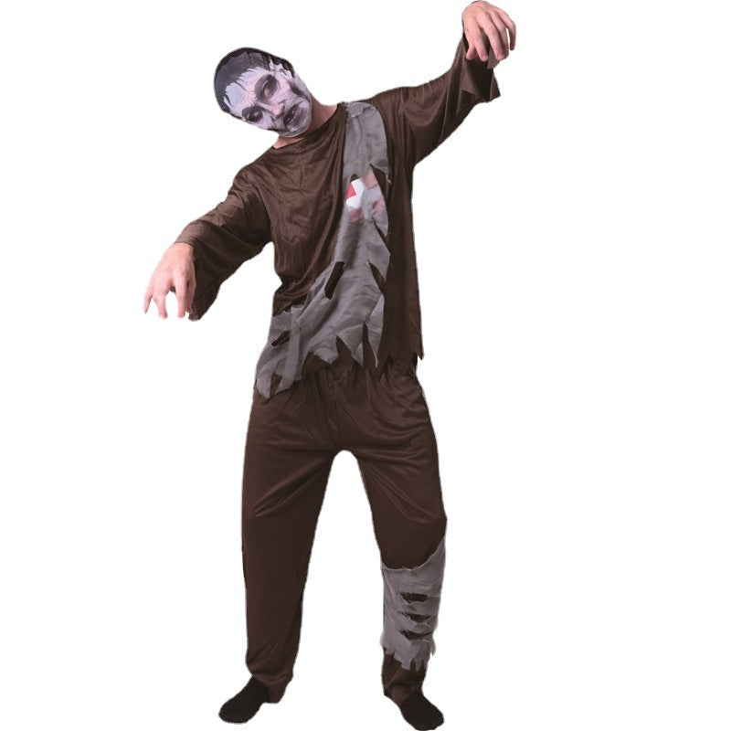 Costume militaire zombie vert pour homme, tenue de cosplay d'horreur pour Halloween