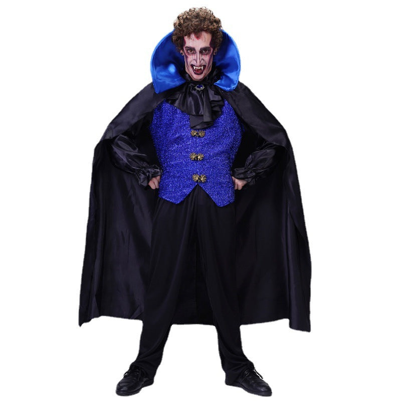 Costume de vampire d'Halloween pour homme, tenue de cosplay gothique effrayante pour les fêtes