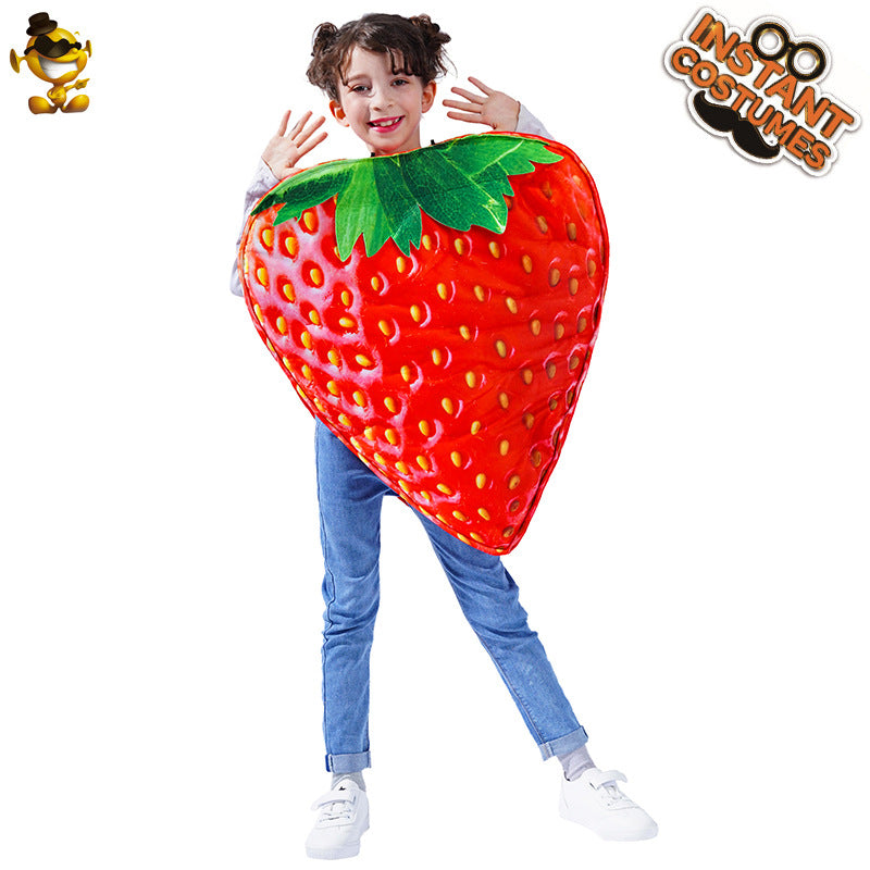 girl cute strawberry costume children performance outfit reversible strawberry dress funny party costume halloween cosplay