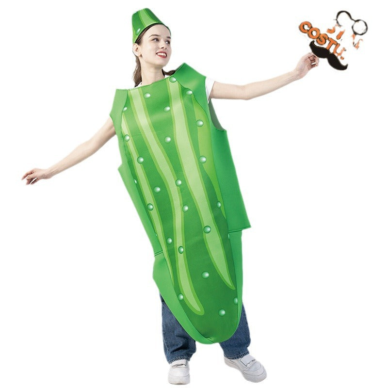 funny cucumber costume for adults Halloween cosplay couples family matching fruit outfit