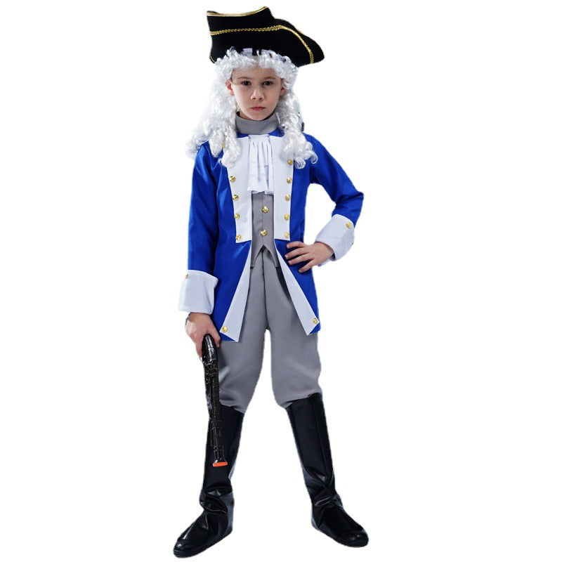 Costume de capitaine pirate pour garçon pour Halloween, tenue de cosplay de général colonial