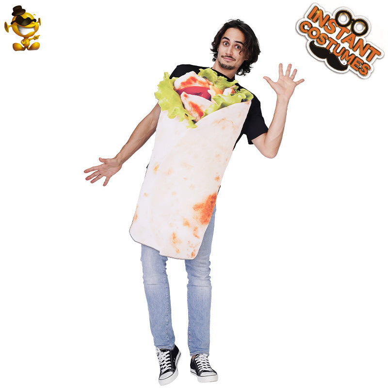 Halloween adult couples funny food costume pizza roll cosplay outfit for parties