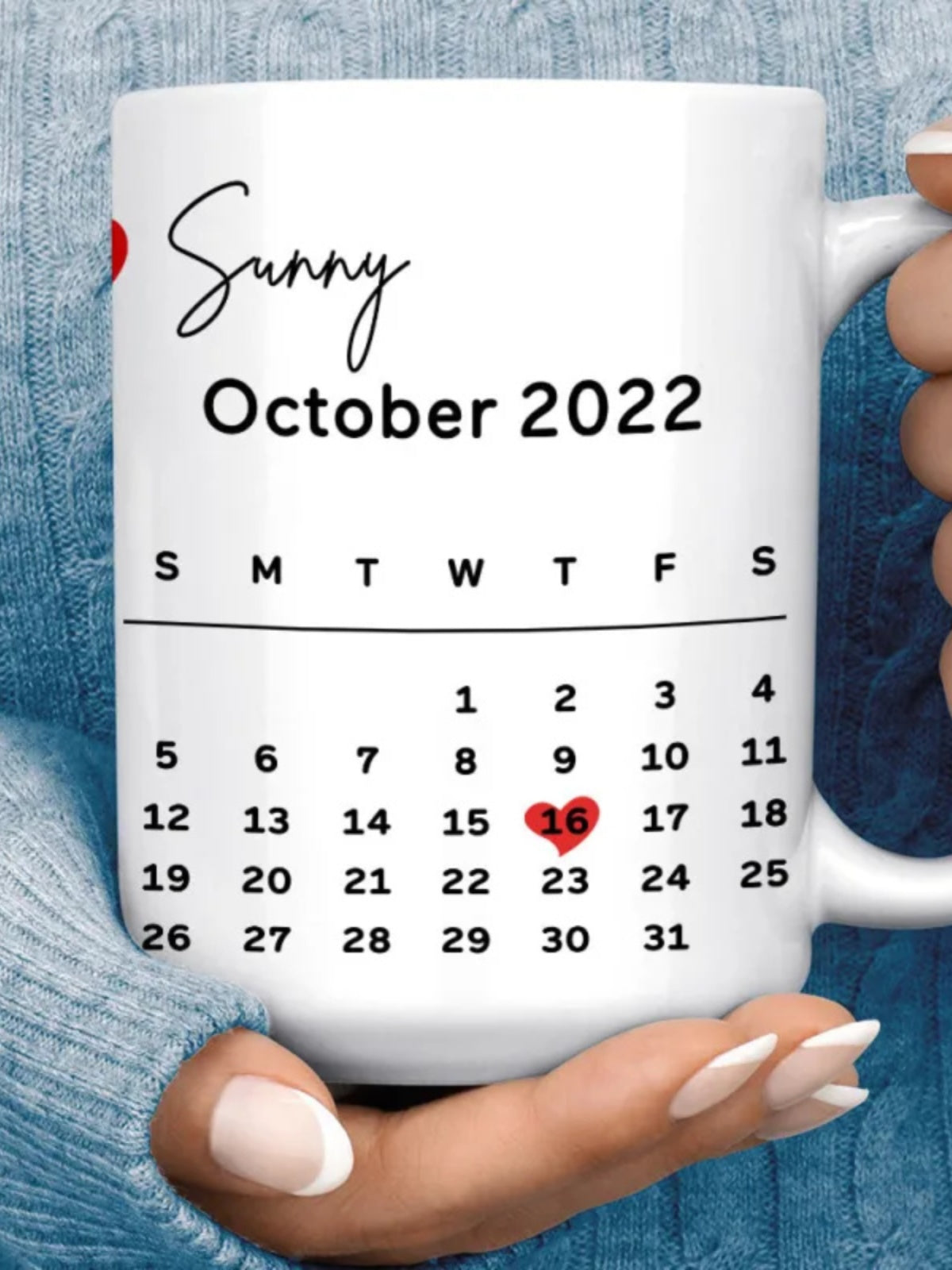 Personalized Calendar and Spotify Code Printed Coffee Mug img 1