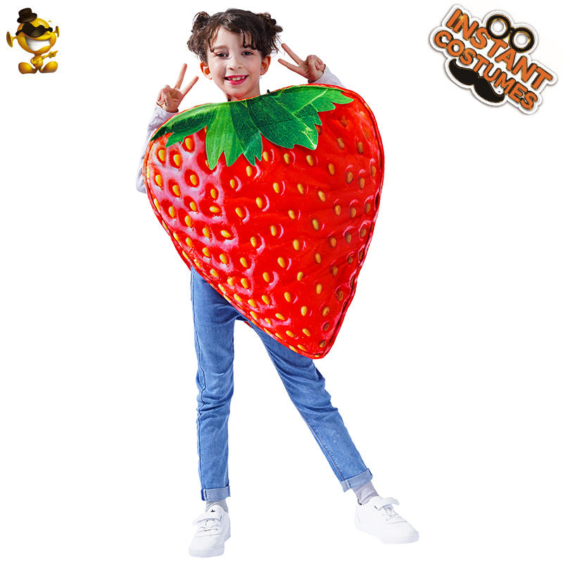 girl cute strawberry costume children performance outfit reversible strawberry dress funny party costume halloween cosplay