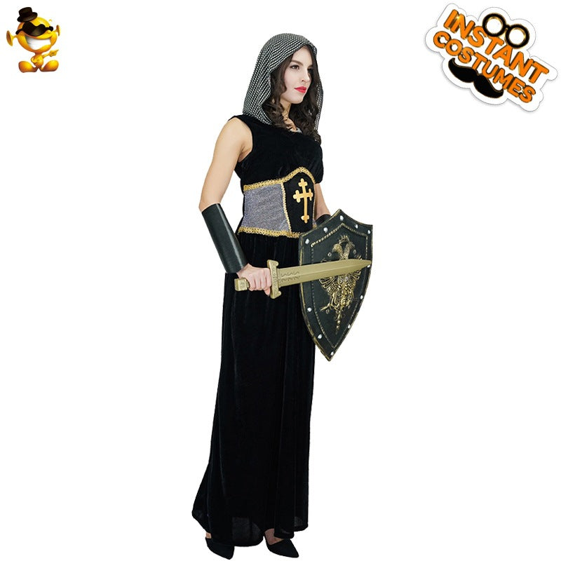 Women's Joan of Arc Costume for Halloween Cosplay Medieval Crusader Outfit Stage Performance