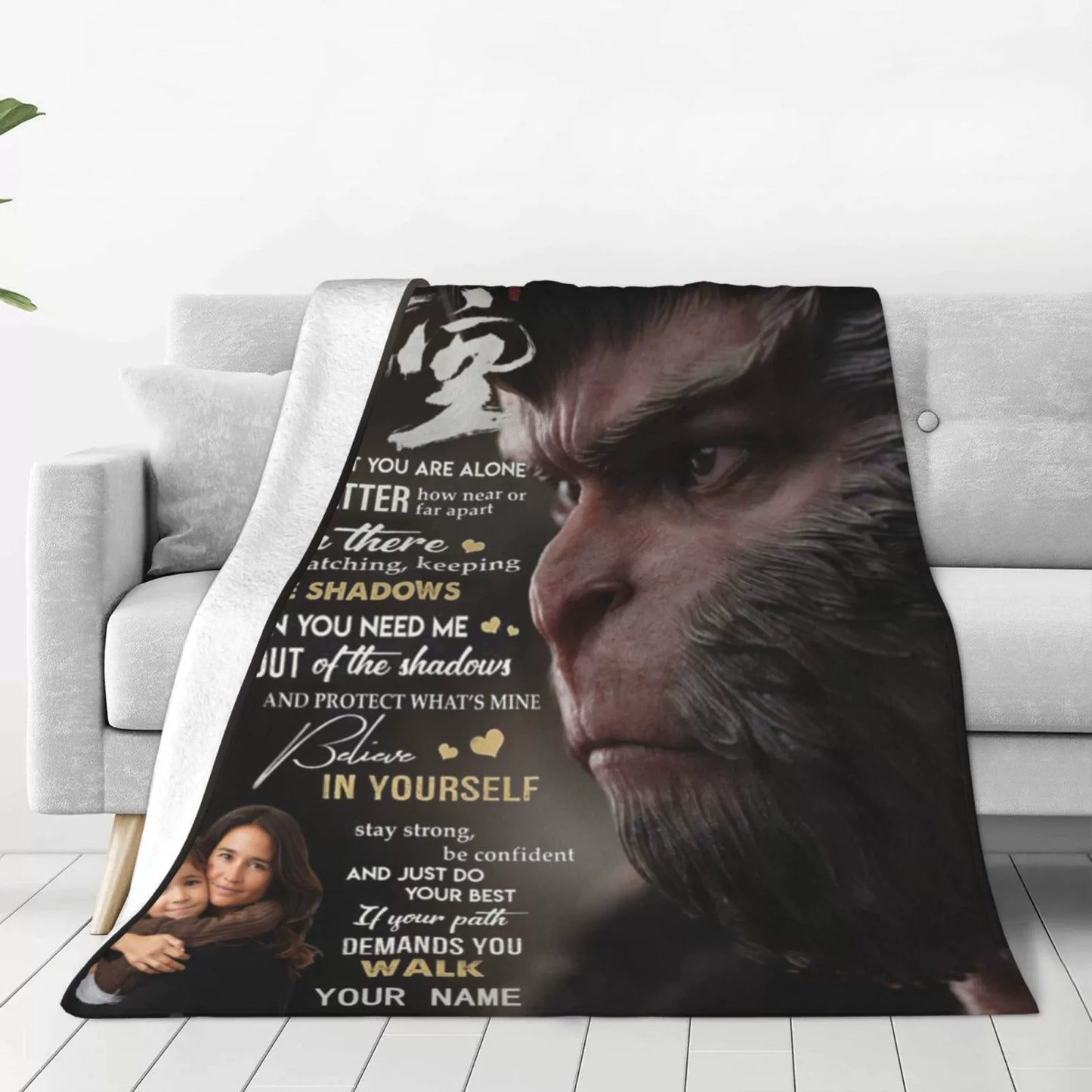 Custom Black Wukong Personalized Fleece Blanket 02 img 1