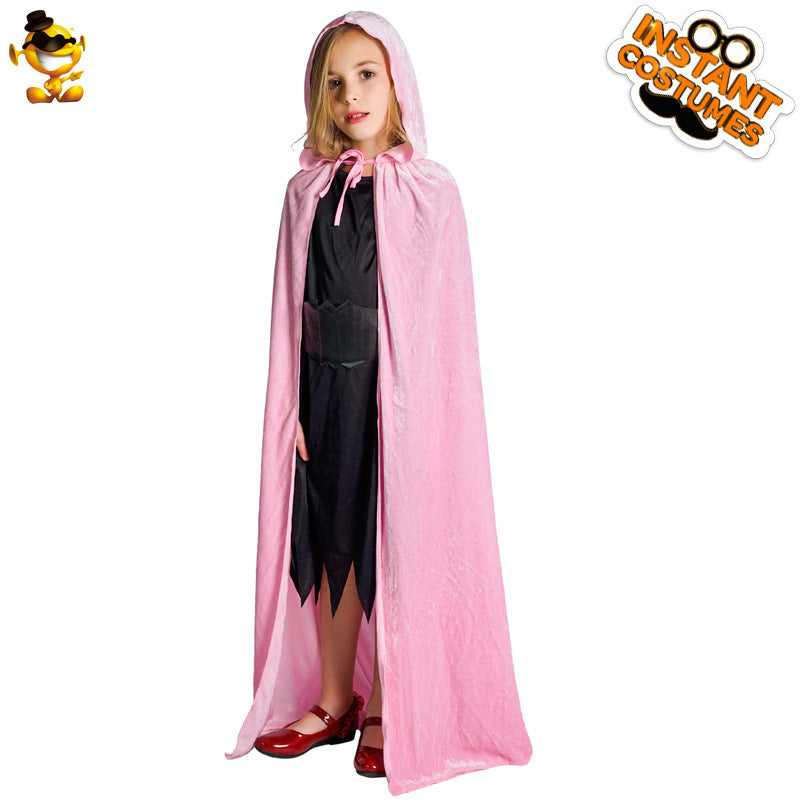 girls velvet hooded cape for halloween princess costume party dress up