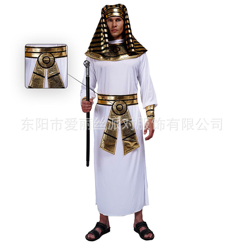 Egyptian Pharaoh Costume for Adults King of Egypt Robe Cosplay Halloween Outfit