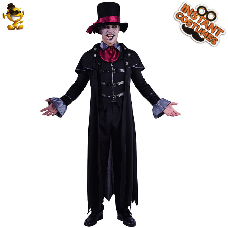Costume de vampire maléfique steampunk avec cape pour homme, tenue d'horreur gothique pour Halloween et cosplay