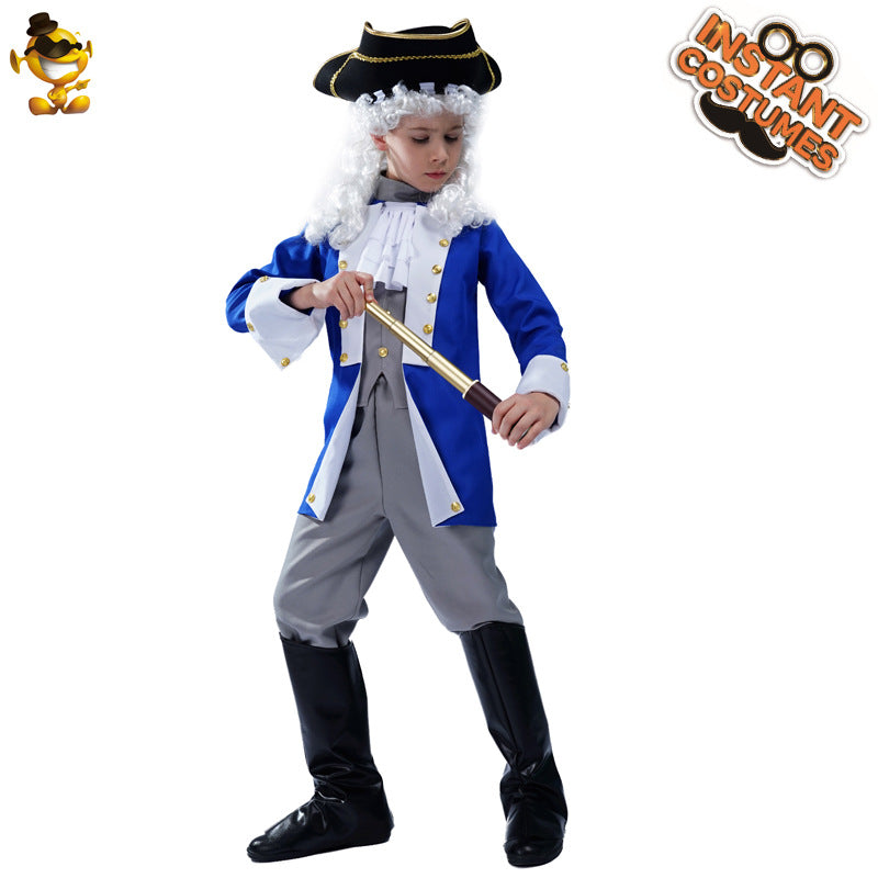 Costume de capitaine pirate pour garçon pour Halloween, tenue de cosplay de général colonial