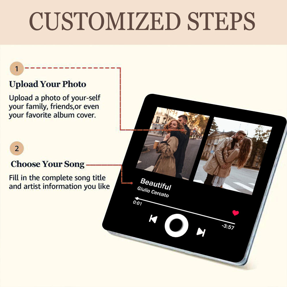 Custom Music Fridge Magnet With 2 Photo for Couple img 3