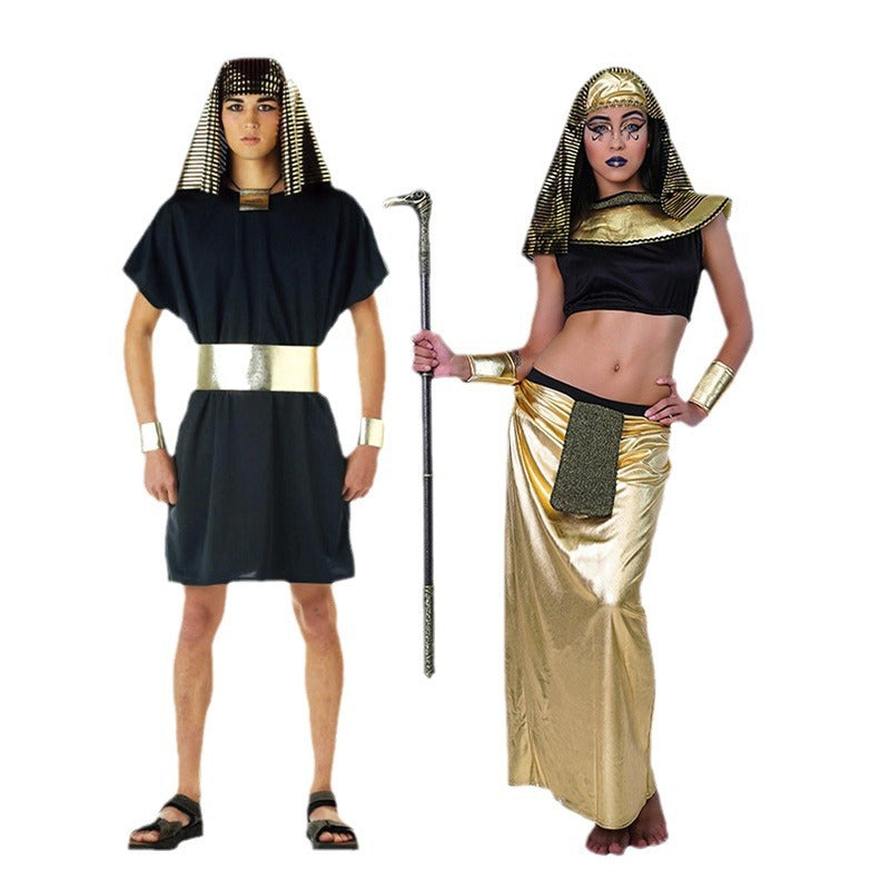Egyptian Pharaoh and Cleopatra Couple Costume for Adults Halloween Party Cosplay