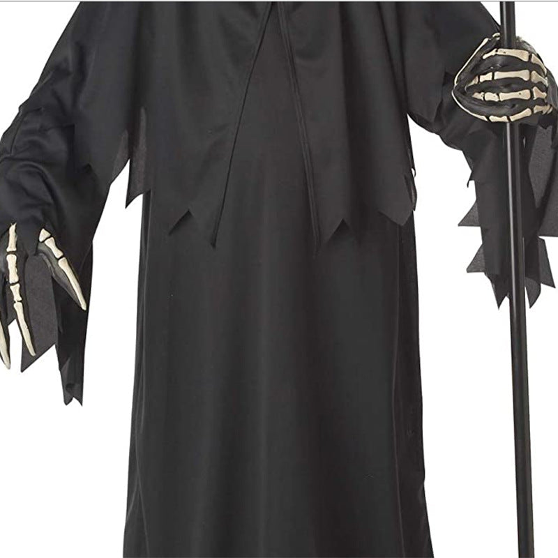 boys grim reaper halloween costume with scythe cosplay outfit for kids