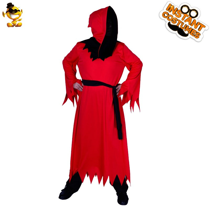 Red Devil Costume for Men Halloween Party Cosplay Robe Stage Performance Outfit
