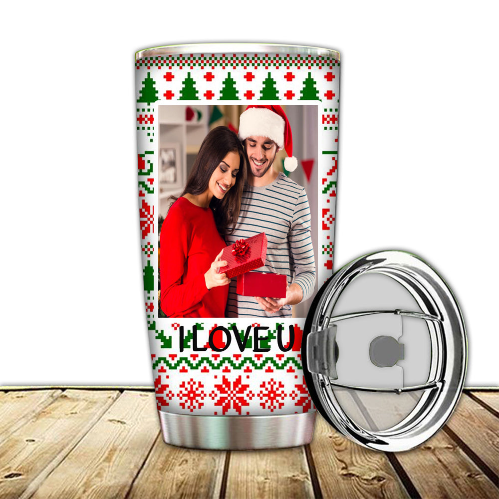 Custom Photo Name 20 Oz Christmas Tumbler Cup Travel Mug img 1