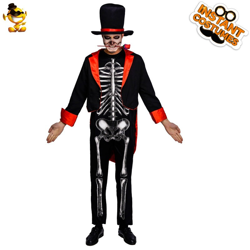 Disfraz de demonio esqueleto para Halloween para adultos, cosplay para hombre, actuación en el escenario.