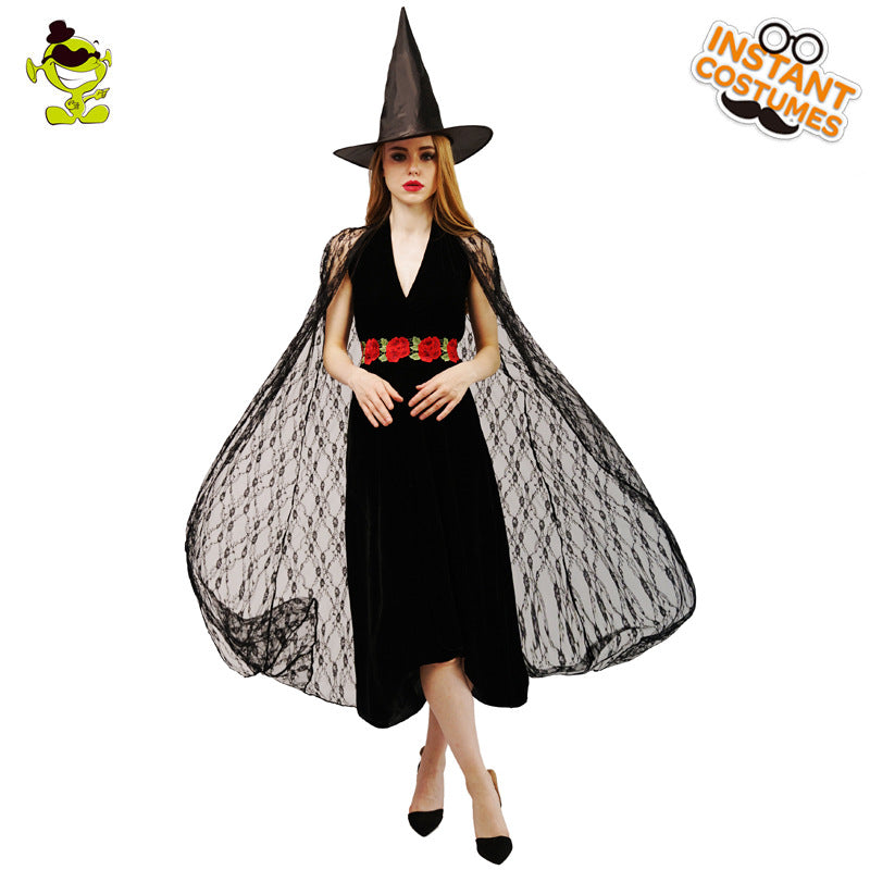 Halloween adult women long dress witch costume for stage performance and cosplay