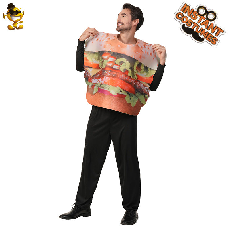 Halloween family hamburger costume stage performance outfit cosplay french fries role play dress