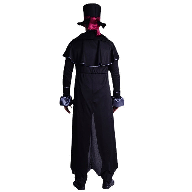 Costume de vampire maléfique steampunk avec cape pour homme, tenue d'horreur gothique pour Halloween et cosplay