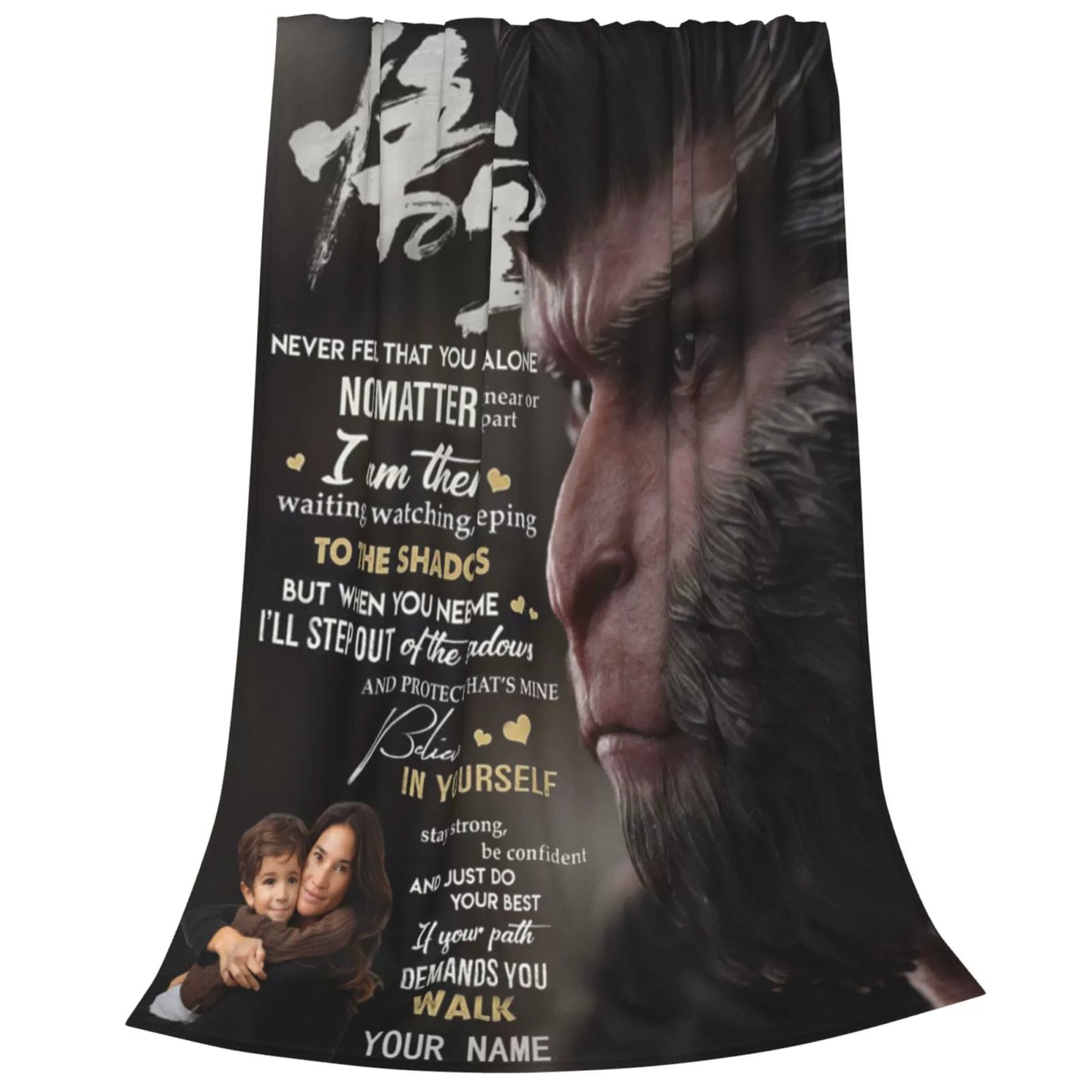 Custom Black Wukong Personalized Fleece Blanket 02 img 2