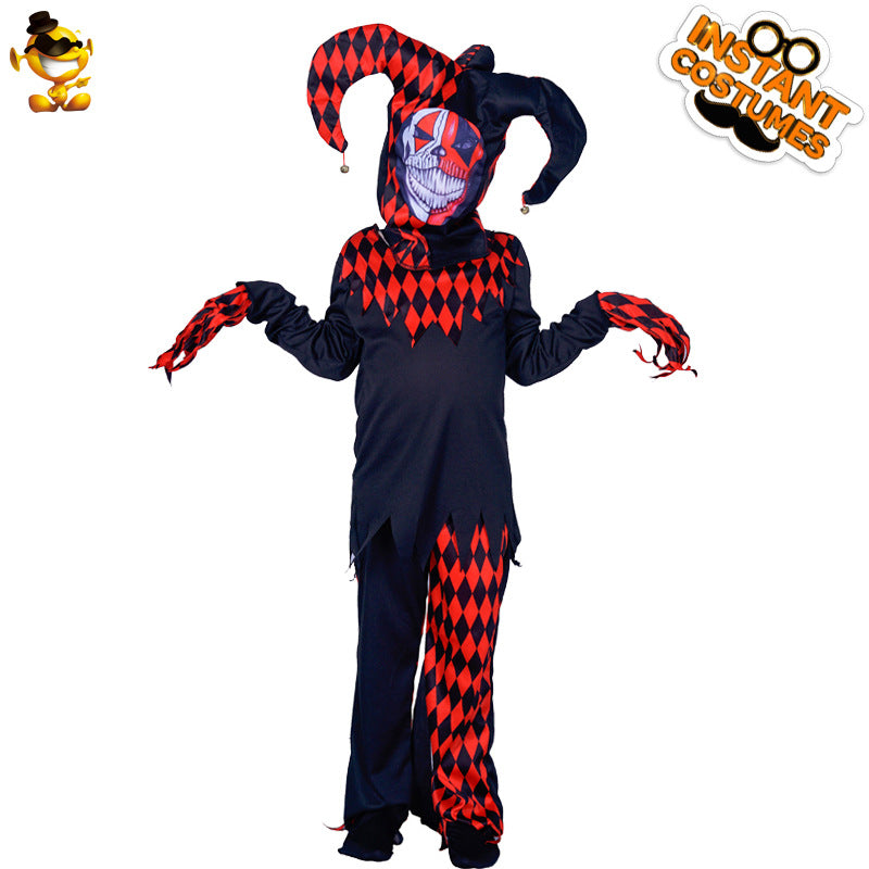evil clown costume for kids halloween cosplay scary realistic stage role play outfit