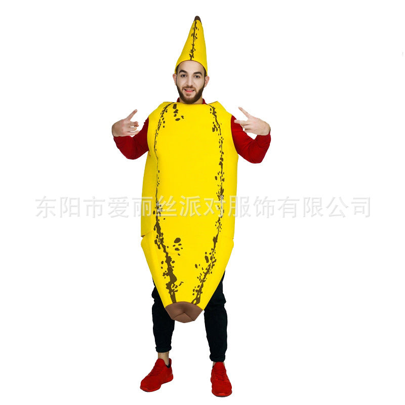 Halloween banana costume for adults and kids, funny cosplay fruit outfit, family matching couples costume for carnival and performance