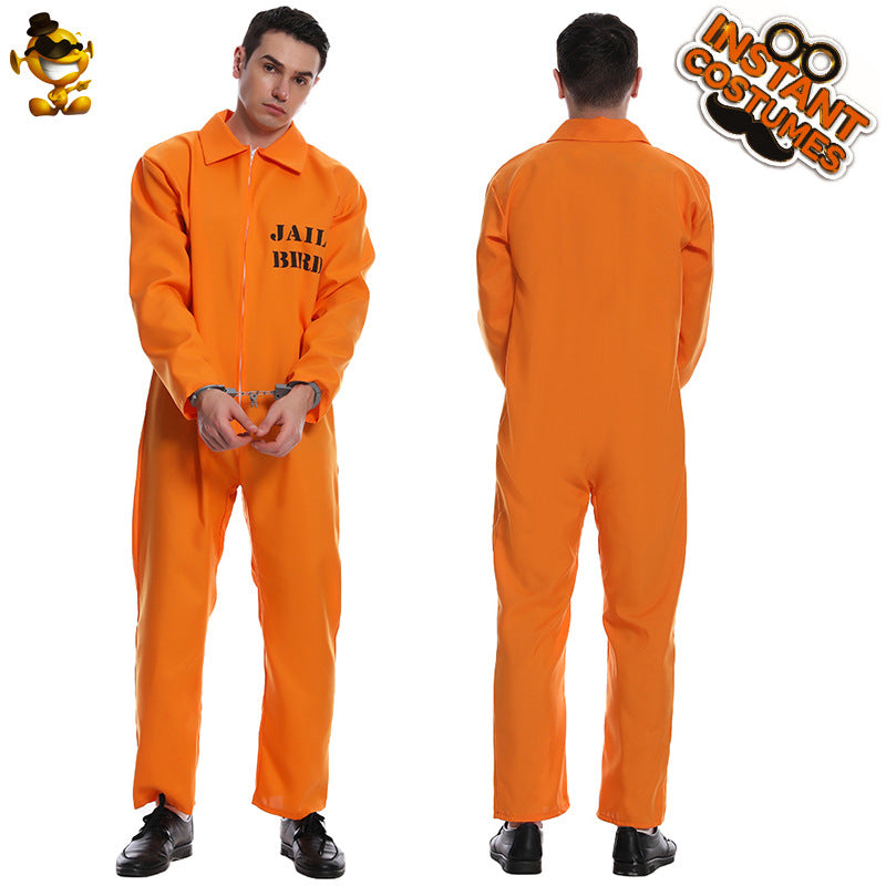 Orange prisoner costume for couples, Halloween cosplay jumpsuit, unisex adult party outfit