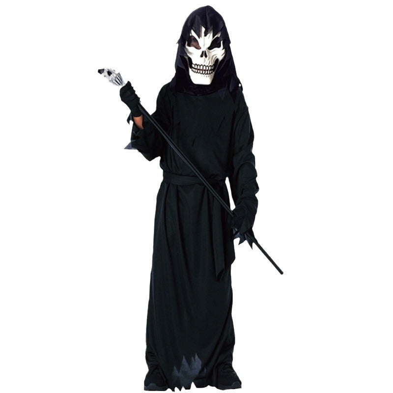 kids dark judge halloween costume with scary demon scythe