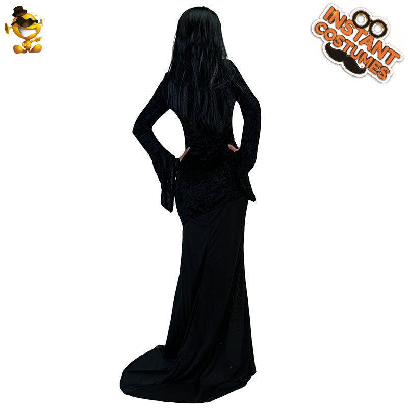 dark queen long dress halloween cosplay costume for party stage performance