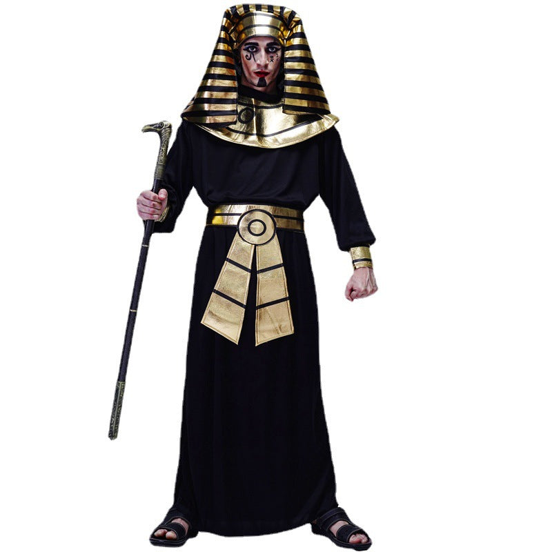 Egyptian Pharaoh Costume for Men Halloween Party King of Egypt Stage Performance Cosplay Outfit