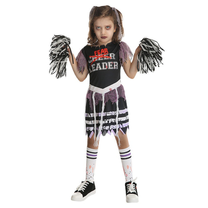 Vestido de animadora zombi para niñas, disfraz de Halloween, cosplay, fiesta, atuendo de actuación