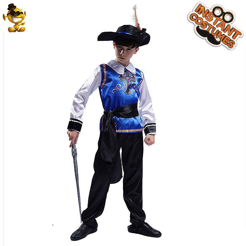 Halloween cosplay costume musketeer outfit for boys stage performance