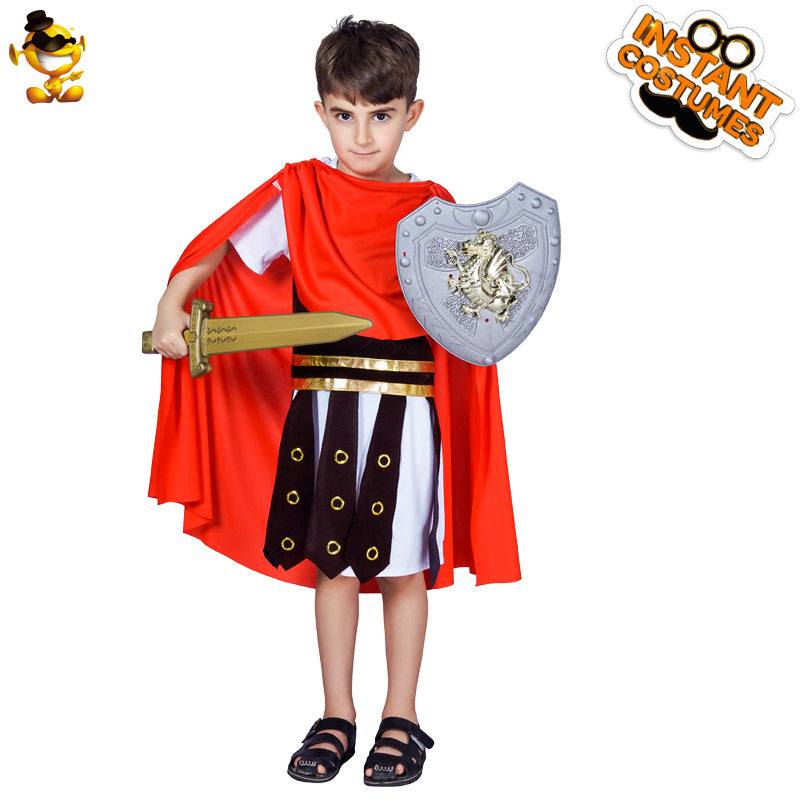 Disfraz de guerrero romano para niños para Halloween, cosplay y representaciones teatrales.