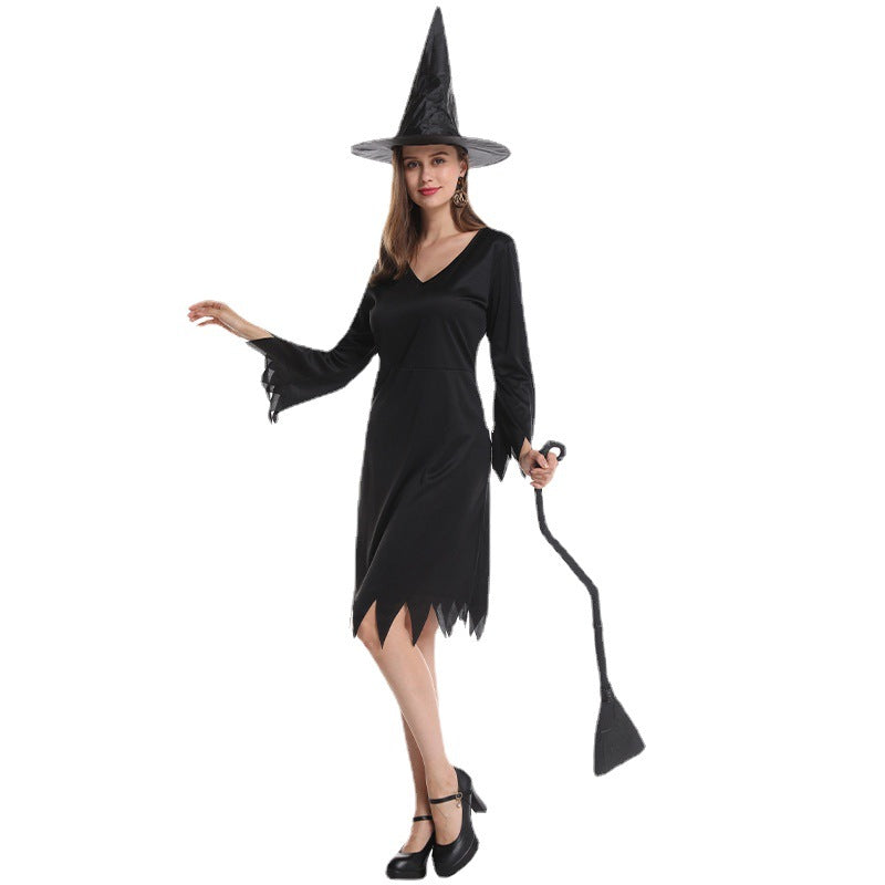 black witch costume for halloween cosplay stage performance and party