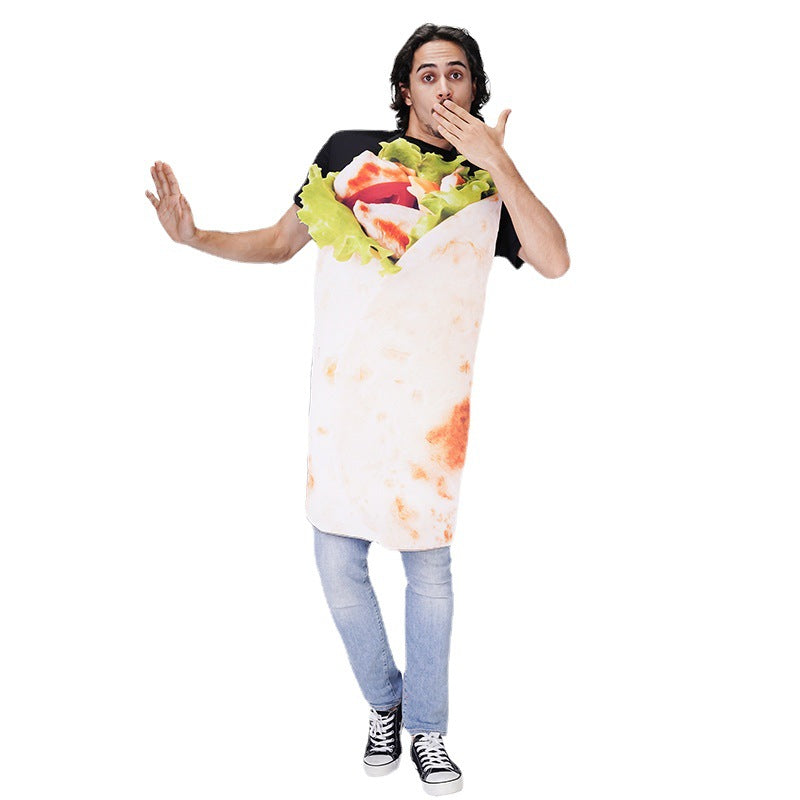 Halloween adult couples funny food costume pizza roll cosplay outfit for parties