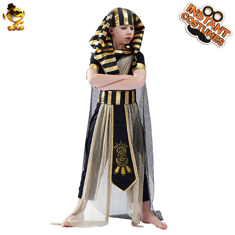 egyptian pharaoh costume for kids boys cosplay halloween stage performance