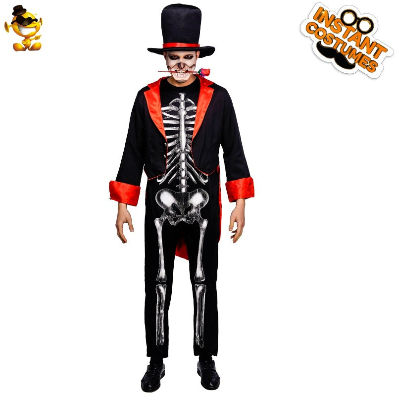 Disfraz de demonio esqueleto para Halloween para adultos, cosplay para hombre, actuación en el escenario.