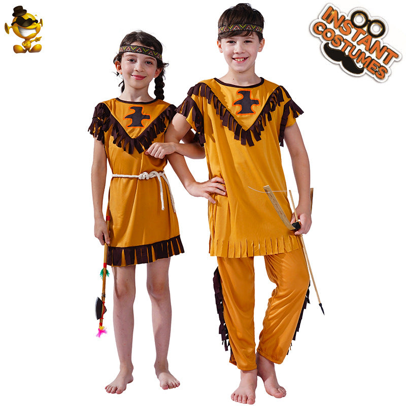 Disfraz de nativo americano para niños, cosplay, Halloween, juego de rol
