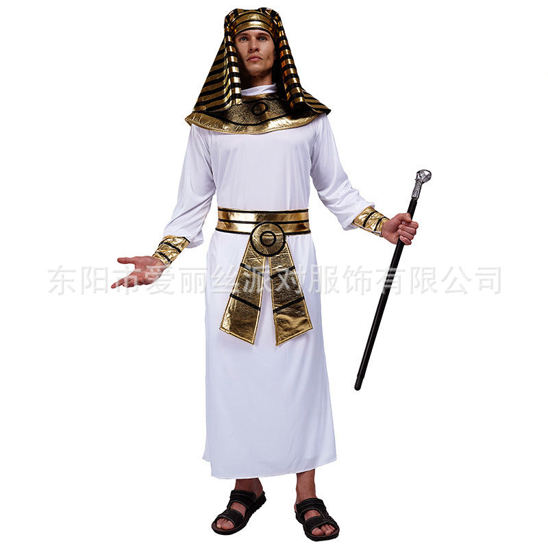 Egyptian Pharaoh Costume for Adults King of Egypt Robe Cosplay Halloween Outfit