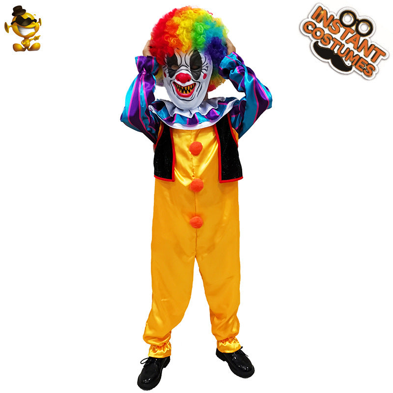 Halloween scary demon clown costume for boys kids cosplay party roleplay