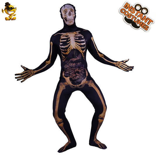 Costume de combinaison squelette cosplay d'Halloween pour représentation sur scène et fête