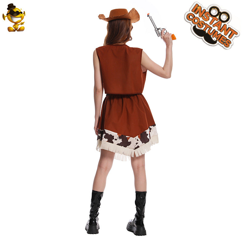 women's denim skirt for Halloween cosplay western cowboy costume party performance outfit