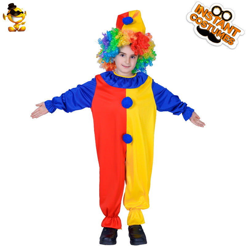 Halloween kids clown costume for cosplay and performance
