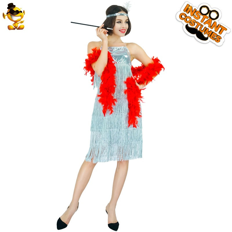 Robe à franges vintage pour femme, costume de clapet des années 1920, tenue de fête Gatsby, cosplay, Halloween