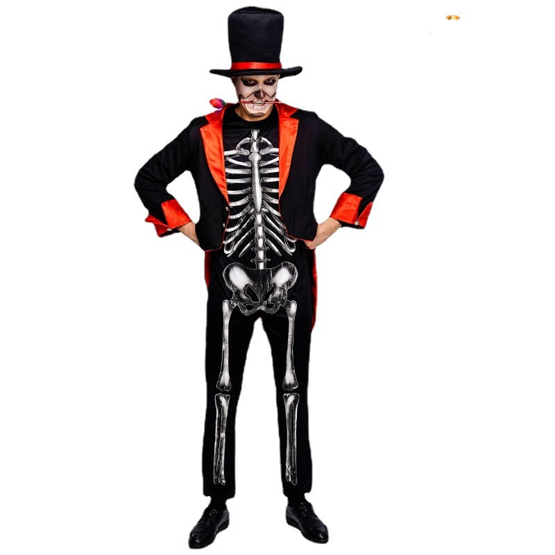 Disfraz de demonio esqueleto para Halloween para adultos, cosplay para hombre, actuación en el escenario.