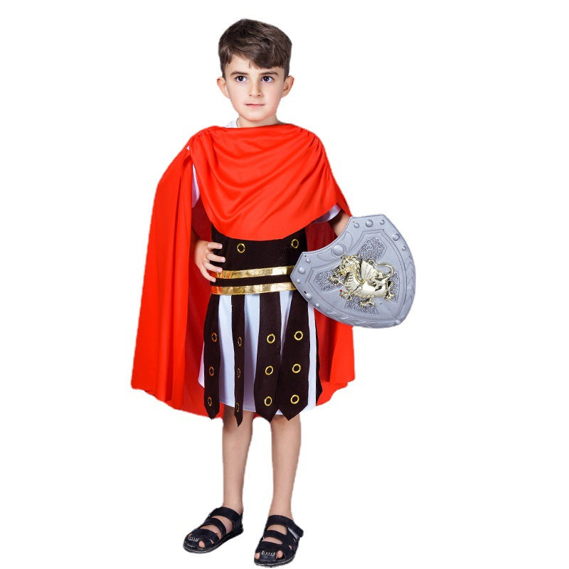 Disfraz de guerrero romano para niños para Halloween, cosplay y representaciones teatrales.